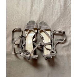 Barneys New York Taupe Low-Heel Lace-up Sandals